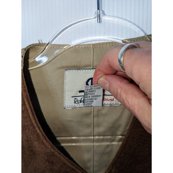 Vintage 90's Rafaella Suede Front Vest Cotton Houndstooth Back Men's Unisex - Picture 5 of 7